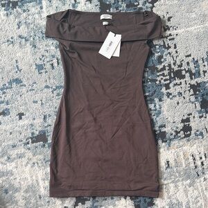 Aritzia Contour Strapless Dark Brown Dress